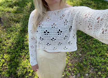 Cherry Blossom Sweater Crochet Pattern PDF